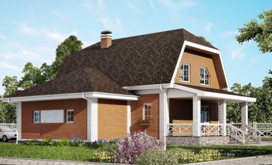 160-006-П Проект двухэтажного дома с мансардой, гараж, современный коттедж из теплоблока Приволжск | Проекты домов от House Expert