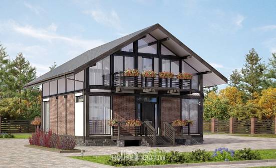 170-007-П Проект двухэтажного дома мансардой, современный коттедж из дерева Фурманов | Проекты домов от House Expert