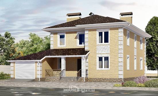 220-006-Л Проект двухэтажного дома и гаражом, классический дом из керамзитобетонных блоков Кинешма | Проекты домов от House Expert