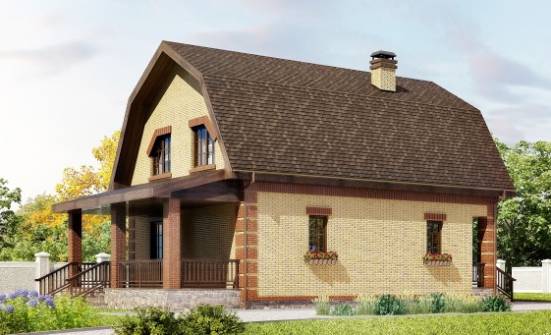 130-005-Л Проект двухэтажного дома с мансардным этажом, доступный коттедж из блока Приволжск | Проекты домов от House Expert