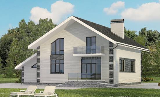 180-001-П Проект двухэтажного дома мансардный этаж, гараж, бюджетный загородный дом из пеноблока Приволжск | Проекты домов от House Expert