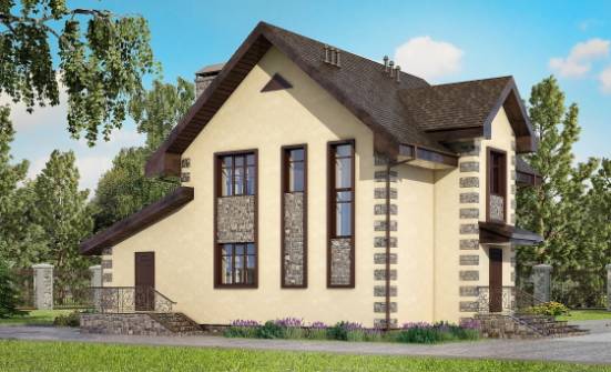 160-004-П Проект двухэтажного дома, гараж, бюджетный дом из арболита Вичуга | Проекты домов от House Expert