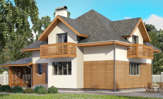 155-004-П Проект двухэтажного дома с мансардой, гараж, современный дом из блока Вичуга | Проекты домов от House Expert