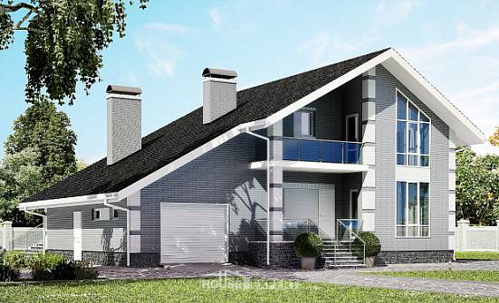 190-006-Л Проект двухэтажного дома мансардный этаж и гаражом, современный дом из газобетона Вичуга | Проекты домов от House Expert
