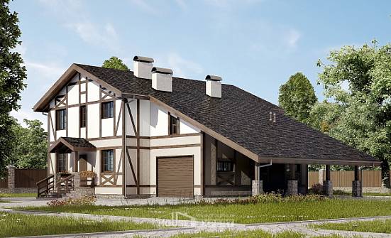 250-002-П Проект двухэтажного дома с мансардным этажом, гараж, классический коттедж из кирпича Кинешма | Проекты домов от House Expert