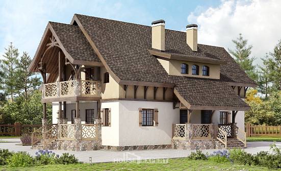 180-014-Л Проект двухэтажного дома мансардой, скромный загородный дом из теплоблока Кинешма | Проекты домов от House Expert