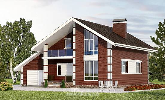 180-001-Л Проект двухэтажного дома мансардный этаж, гараж, простой коттедж из керамзитобетонных блоков Тейково | Проекты домов от House Expert