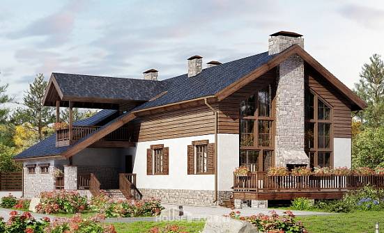 240-002-Л Проект двухэтажного дома мансардой и гаражом, просторный дом из арболита Приволжск | Проекты домов от House Expert
