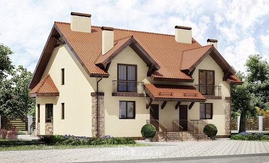 240-001-П Проект двухэтажного дома с мансардой, просторный коттедж из пеноблока Приволжск | Проекты домов от House Expert