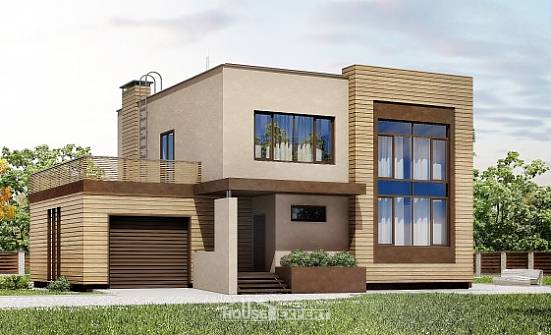 220-003-Л Проект двухэтажного дома, гараж, классический коттедж из твинблока Кинешма | Проекты домов от House Expert