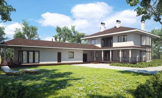 340-001-П Проект двухэтажного дома и гаражом, просторный домик из кирпича Вичуга | Проекты домов от House Expert