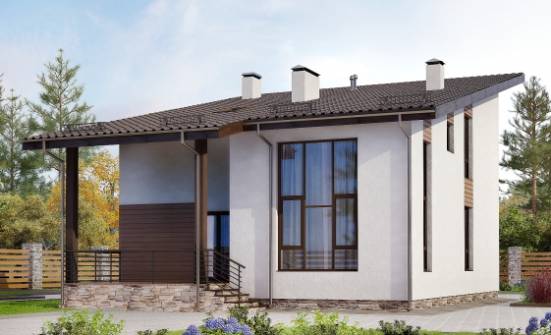 140-005-П Проект двухэтажного дома с мансардным этажом, компактный домик из блока Шуя | Проекты домов от House Expert