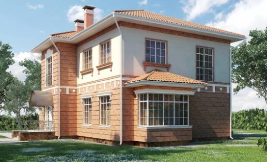285-001-Л Проект двухэтажного дома и гаражом, классический коттедж из кирпича Кинешма | Проекты домов от House Expert