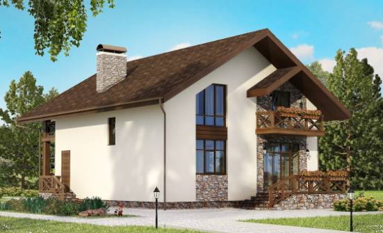 155-001-П Проект двухэтажного дома мансардой, гараж, скромный домик из бризолита Иваново | Проекты домов от House Expert