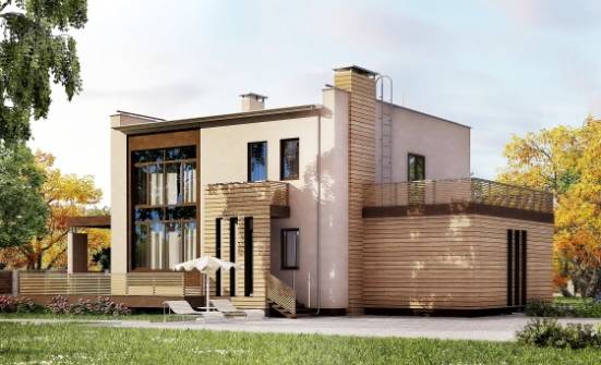 220-003-Л Проект двухэтажного дома, гараж, классический коттедж из твинблока Кинешма | Проекты домов от House Expert