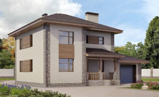 185-004-П Проект двухэтажного дома, гараж, средний домик из керамзитобетонных блоков Приволжск | Проекты домов от House Expert