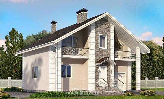 150-002-П Проект двухэтажного дома мансардой, гараж, бюджетный домик из газобетона Шуя | Проекты домов от House Expert