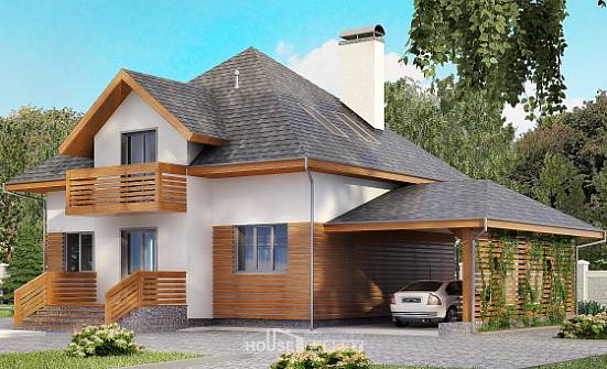 155-004-П Проект двухэтажного дома с мансардой, гараж, современный дом из блока Вичуга | Проекты домов от House Expert