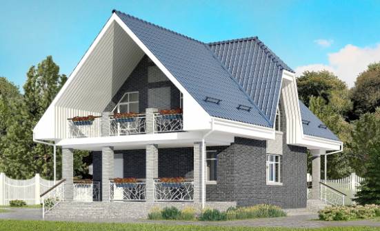 125-002-Л Проект двухэтажного дома мансардный этаж и гаражом, классический домик из газобетона Приволжск | Проекты домов от House Expert
