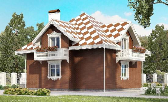155-003-Л Проект двухэтажного дома с мансардным этажом, гараж, уютный загородный дом из газобетона Вичуга | Проекты домов от House Expert