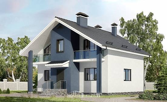 150-005-П Проект двухэтажного дома с мансардным этажом, простой загородный дом из блока Фурманов | Проекты домов от House Expert