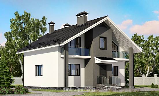 150-005-Л Проект двухэтажного дома мансардный этаж, экономичный загородный дом из бризолита Вичуга | Проекты домов от House Expert