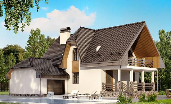 150-001-Л Проект двухэтажного дома с мансардой и гаражом, простой домик из керамзитобетонных блоков Тейково | Проекты домов от House Expert