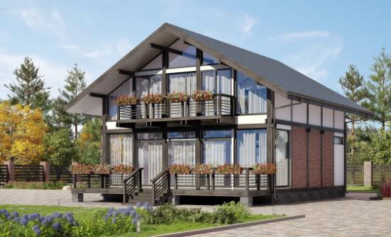 170-007-П Проект двухэтажного дома мансардой, современный коттедж из дерева Фурманов | Проекты домов от House Expert