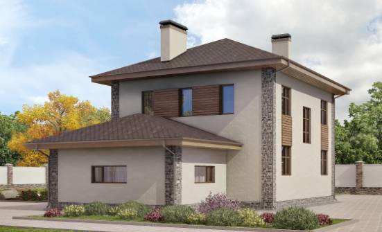 185-004-П Проект двухэтажного дома, гараж, средний домик из керамзитобетонных блоков Приволжск | Проекты домов от House Expert
