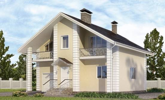 150-002-Л Проект двухэтажного дома мансардой и гаражом, доступный загородный дом из поризованных блоков Приволжск | Проекты домов от House Expert