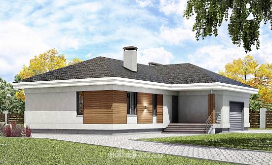 165-001-П Проект одноэтажного дома и гаражом, экономичный коттедж из твинблока Иваново | Проекты домов от House Expert