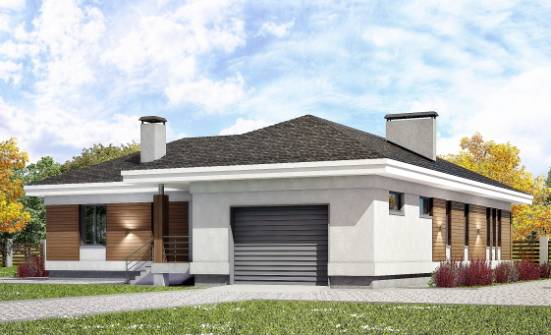 165-001-П Проект одноэтажного дома и гаражом, экономичный коттедж из твинблока Иваново | Проекты домов от House Expert
