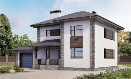 185-004-Л Проект двухэтажного дома и гаражом, красивый дом из газобетона Кинешма | Проекты домов от House Expert