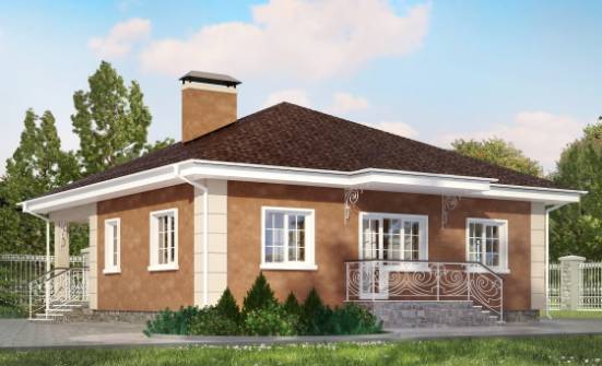 100-001-Л Проект одноэтажного дома, доступный дом из газосиликатных блоков Приволжск | Проекты домов от House Expert