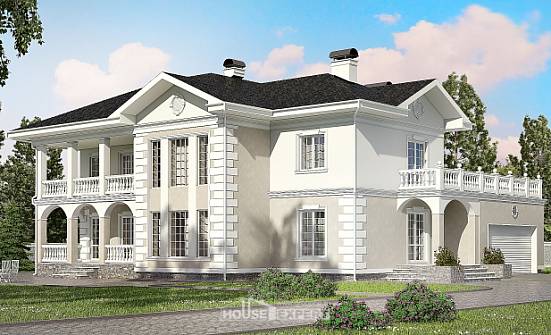 340-002-П Проект двухэтажного дома и гаражом, огромный домик из кирпича Тейково | Проекты домов от House Expert