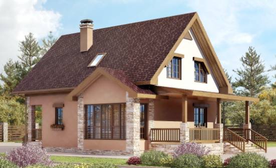 140-002-П Проект двухэтажного дома с мансардой, современный домик из твинблока Вичуга | Проекты домов от House Expert