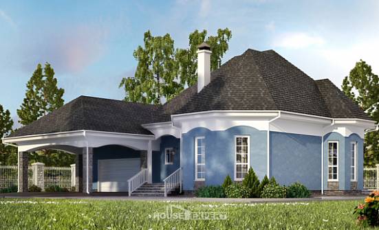 180-007-Л Проект двухэтажного дома мансардой, гараж, бюджетный загородный дом из бризолита Тейково | Проекты домов от House Expert