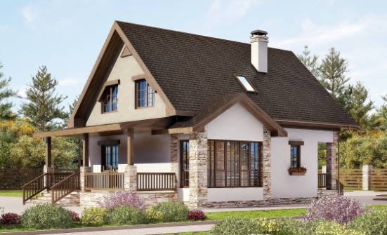140-002-Л Проект двухэтажного дома мансардой, современный домик из газобетона Вичуга | Проекты домов от House Expert
