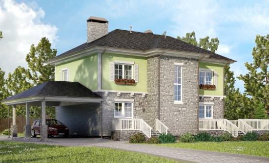 155-006-П Проект двухэтажного дома и гаражом, скромный домик из поризованных блоков Приволжск | Проекты домов от House Expert