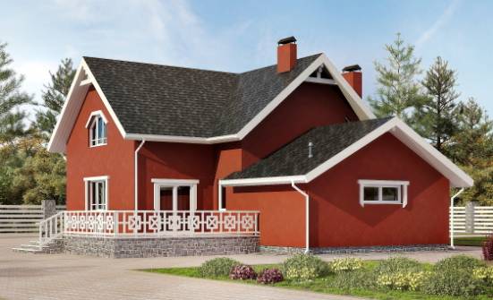 180-013-Л Проект двухэтажного дома мансардой, гараж, компактный коттедж из твинблока Приволжск | Проекты домов от House Expert