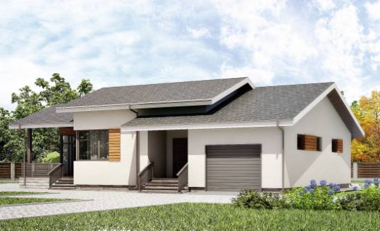 135-002-П Проект одноэтажного дома и гаражом, недорогой коттедж из твинблока Кинешма | Проекты домов от House Expert