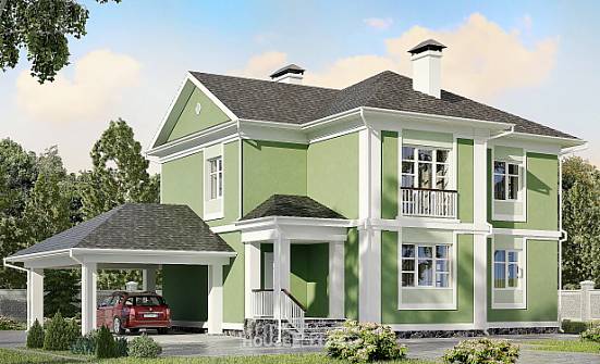 170-001-Л Проект двухэтажного дома и гаражом, классический домик из теплоблока Вичуга | Проекты домов от House Expert