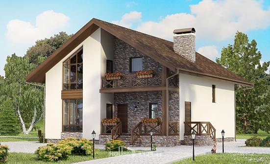 155-001-П Проект двухэтажного дома мансардой, гараж, скромный домик из бризолита Иваново | Проекты домов от House Expert