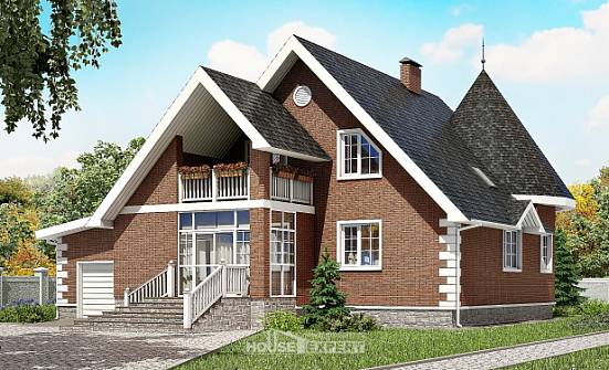 220-002-Л Проект двухэтажного дома мансардный этаж и гаражом, классический домик из пеноблока Кинешма | Проекты домов от House Expert