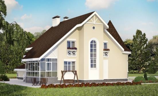275-001-Л Проект двухэтажного дома с мансардой и гаражом, большой загородный дом из кирпича Вичуга | Проекты домов от House Expert