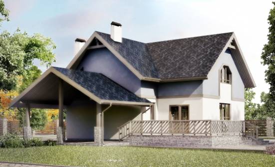 150-011-П Проект двухэтажного дома мансардой, гараж, бюджетный дом из пеноблока Вичуга | Проекты домов от House Expert