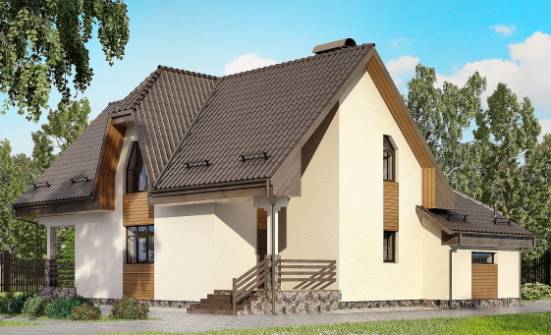 150-001-Л Проект двухэтажного дома с мансардой и гаражом, простой домик из керамзитобетонных блоков Тейково | Проекты домов от House Expert