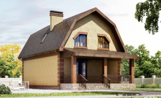 130-005-Л Проект двухэтажного дома с мансардным этажом, доступный коттедж из блока Приволжск | Проекты домов от House Expert