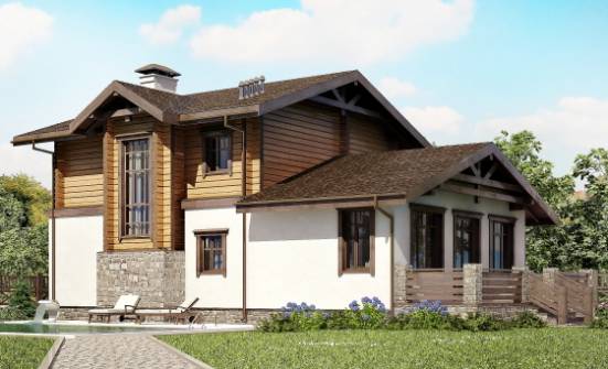 170-004-Л Проект двухэтажного дома с мансардой и гаражом, уютный домик из пеноблока из дерева Иваново | Проекты домов от House Expert