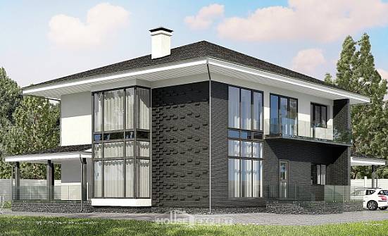 245-002-П Проект двухэтажного дома и гаражом, уютный дом из пеноблока Приволжск | Проекты домов от House Expert